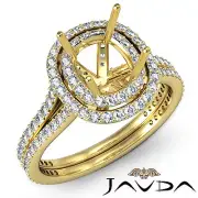 Split Shank Cushion Semi Mount Diamond Engagement Ring 14k Yellow Gold 1.55Ctw