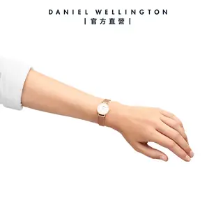 Daniel Wellington DW 手錶 Petite Melrose 24mm玫瑰金麥穗式金屬編織錶-白錶盤-玫瑰金框 DW00100447