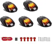 NPAUTO 5pcs 12 LED Smoked Amber Cab Lights Replacement for 2003-2018 Dodge Ram 1500 2500 3500 4500 5500 Roof Top Clearance Lights Running Lights w/Wiring Harness