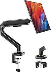 Ibergrif Monitor Mount for 13-32 inch Screens, Height Adjustable Monitor Arm with Gas Spring, Tilt, Rotate, Cable Management, VESA 75/100mm, Black