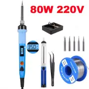 80W Soldering Iron Set Desoldering Pump Solde Wire Stand Tip Tweezer ON/OFF