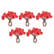 50 Pcs 12mm Artificial Berry Artificial Holly Berries with Wire Stems Red
