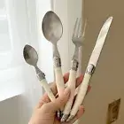 Cutlery Set & Steak Knife Stainless Steel Dinner Ivory Colour 30pc Set
