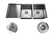 Handmade double blow under mount kitchen sink with drainer