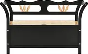 Storage Bench 126 cm Black Solid Fir Wood | Entryway Bench with Ample Storage | Durable & Stylish for Hallway, Living Room | Space-Saving Solution for Small Homes