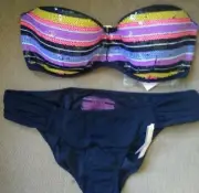 Victoria's Secret bandeau rainbow sequins push up Bikini set bottom knockout 32C
