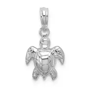 Sterling Silver De-Ani Rhodium-Plated Polished Mini Sea Turtle Pendant
