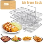 Air Fryer Rack with 50 Liners Sheets 3 Layered Stainless Steel Square Air lewhl