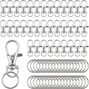 SYEYCW 70 Pcs Lobster Clasps, Swivel Lobster Clasps, 35 Pcs Lobster Clasps and 35 Pcs Key Ring Hoops, Key Chain Hooks with Split Rings, for Keychain Crafts Resin Projects, Lanyard, Bag, Purse,Tag