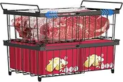 REASOR Expandable Chest Freezer Organizers, Stackable Large Deep Metal Freezer Organizers for Food Storage, with Foldable Handles for Better Ventilation and Efficient Use of Space (2 Pack Expandable)