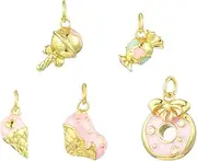 [Ornazy] 10Pcs Mixed Sweet Food Theme Charms Colorful Brass Enamel Candy Doughnut Charms for Jewelry Making Keychain Crafts, Non-Precious Metal, No Gemstone