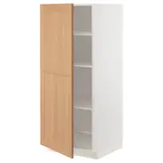 METOD high cabinet with shelves, white/Vedhamn oak, 60x60x140 cm