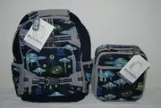Pottery Barn Kids SMALL GLOW IN THE DARK UFOs Backpack Lunch Bag Space Aliens