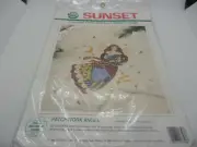 SUNSET Patchwork Angel Counted Cross Stitch on Waste Canvas Kit 18348 9"x9"