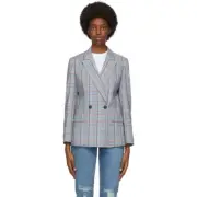 NWT $550 Rag & Bone Grey Check Elise Wool Blazer Size 00