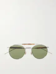 [Brunello Cucinelli] Brunello Cucinelli - Aviator-style Silver-tone And Tortoiseshell Acetate Sunglasses - Green - One size One size Green