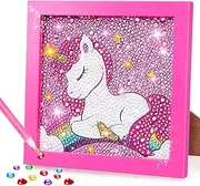 TOY Life 5D Diamond Gems Kits for Kids with Wooden Frame Diamond Arts and Crafts for Kids Ages 6 8 10 12 Gem Art Painting Kit Unicorn Diamond Dots Painting Kits for Kids Art Project