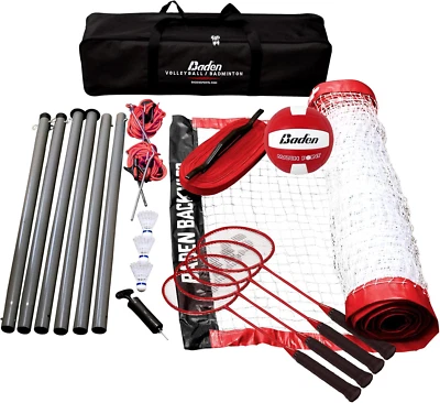 Baden Champions Volleyball/Badminton Portable Combo Set, 4 Raquets + 3 Birdies +