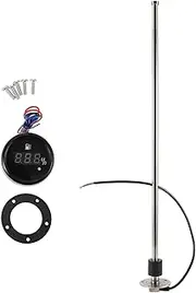 X AUTOHAUX Fuel Sending Unit and Gauge Kit Boat Fuel Sending Unit Marine Fuel Sender Unit Metal 600mm 23.62" Length 1 Set Silver Tone Black 0-190 Ohm