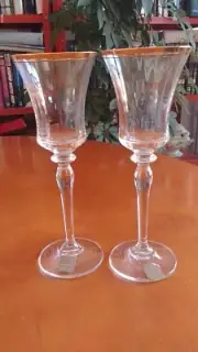 Mikasa Jamestown Crystal Gold Rimmed Wine Glasses Set Of 2 NWL