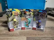 3 splatoon amiibos yellow inkling, blue octoling, smallfry...New Sealed