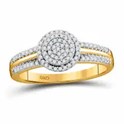 10kt Yellow Gold Round Diamond Circle Cluster Bridal Wedding Engagement Ring