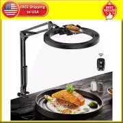 Overhead Camera Mount with Selfie Ring Light and Phone Holder, 10" LED Ring