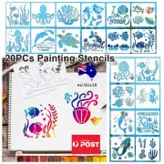 20PCs Reusable DIY Drawing Molds for Mermaids Shells Turtles Painting Stencils