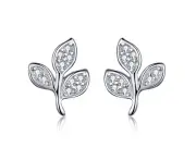 Silver plating Tree of Life Dazzling Tree Leaves Stud Earrings for Women Jewelry