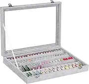 Autoark Ice Velvet Clear Lid 55 Pairs Earring Tray Showcase Display Organizer,AJ-024