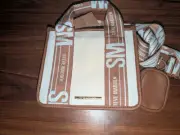 Steve Madden BWebber Satchel Crossbody Brown Cream Canvas Bag Coin Purse NEW