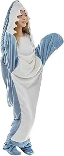 Shark Hooded Blanket, Shark Sleeping Bag Blanket, Wearable Shark Blanket, Lightweight Comfy Shark Blanket, Super Soft Cozy Flannel Hoodie for Costume Parties, Camping, Travel, Role Play