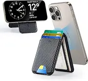 ESR Upgraded for MagSafe Wallet, 5 Card-Holder, Magnetic Wallet with Adjustable Stand, for iPhone 16/15/14/13/12 Series, Ultra-Slim, Not for iPhone Mini, Vegan Leather, Black Carbon Fiber