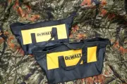 Lot of 2, DeWALT Black & Yellow Canvas Zipper Tool Tote Bag 11 x 9 x 8