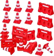Totority 24pcs Traffic Cones Toys for Boys and Girls Mini Traffic Signs Playset Safe Car Toys Road Signs for Educational Play
