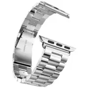 Three Bead Chain Watch Strap Double Buckle Steel Watchband For Apple Series 4 Silver 44Mm Watch Bands