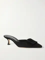 [Manolo Blahnik] Manolo Blahnik - Maysale 50 Buckled Suede Mules - Black - IT40 IT 40 Black