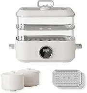 Electric Hot Pot Steamer, 10 L Electric Steaming Cooker, 1350 W Electric Pot with 2 Stainless Steel Steamers, Ceramic Liner for Soup Dumplings, Scallop, Prawns, Sweet Potato