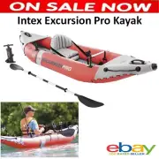 Intex Inflatable Boat Excursion Fishing Kayak Boat Set with Oars and Pump 3 Ply