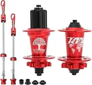 Bike Hub Mountain Bike Ycle Front & Rear Hub Set 32/36 Holes 6 Bearings with Quick Release Red 32-Hole