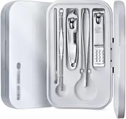 lskdnrufh Nail Clipper Set Stainless Steel Manicure Kit for Men & Women, Nail Clippers Set (5Pcs), with Plastic Storage Box, Portable Professional Finger & Toe Nail Kit Manicure Set(Silver)