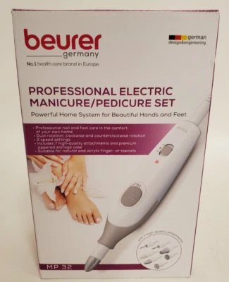 Beurer MP32 Electric Nail Drill, 10 ft Cord, and Storage Case - White NEW