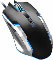 Computer Mouse for Laptop USB Gaming Ergonomic Optical Wired Mice 4 Way Scrolling Lightweight Programmable Buttons Touch Scroll Macro 800DPI 1200DPI 1600DPI 2400DPI (Black)