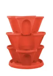 Stackable Pots 3-Tier Planter Flower Herb Strawberry Patio Tall Self Watering
