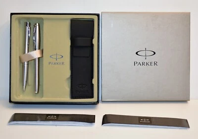 NIB Parker Urban Cityscape Silver Fountain & Ballpoint Pens Gift set w Sleeve