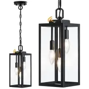 Large Dusk to Dawn Outdoor Pendant Light for Porch 1 Pack, 15.8'' Modern Outd...