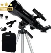 21035 Travel Scope 70mm F/5.7 AZ Refractor Telescope Kit with Backpack Black