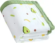Kisangel 4-Layer Cotton Blanket Bath Towel 110x110cm Avocado Newborn Boys and Girls Towel Quick Dry