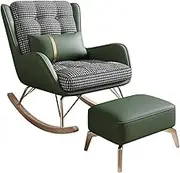 OWELLK Living Room Reclining Rocking Chair,Rocking Chair with Foot Stool,Balcony Chair,Modern Soft Sleeper Armchair,Bedroom Lounge Living Room Reading Chair(Dark Green)