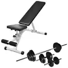 Workout Bench Press Barbell Dumbbell Set Home Weight Power Station Gym Equipment